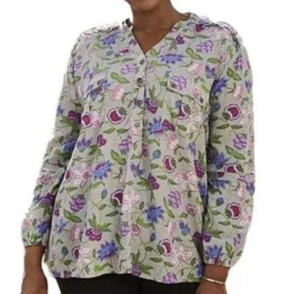 Matilda Jane L Gray Pink Floral V Neck Top THINKING OUT LOUD - Picture 7 of 7